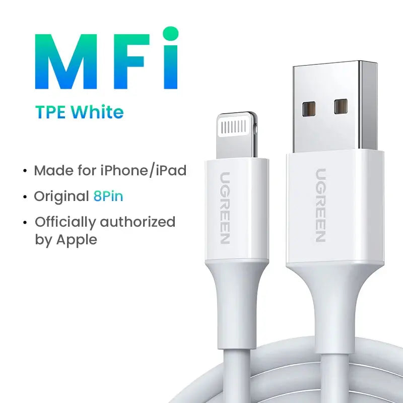 UGREEN MFi USB to Lightning Cable for iPhone 14 13 12 Pro Max 2.4A Fast Charging for iPhone for iPad Phone Data Cable Torange