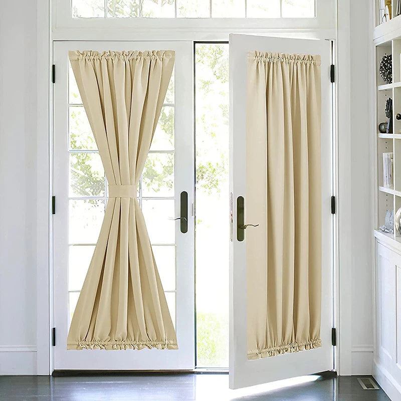 Blackout French Door Curtain Soft Fabric Rod Pocket High Shading Glass Window Drapes Full Front Door Curtains 1 Piece