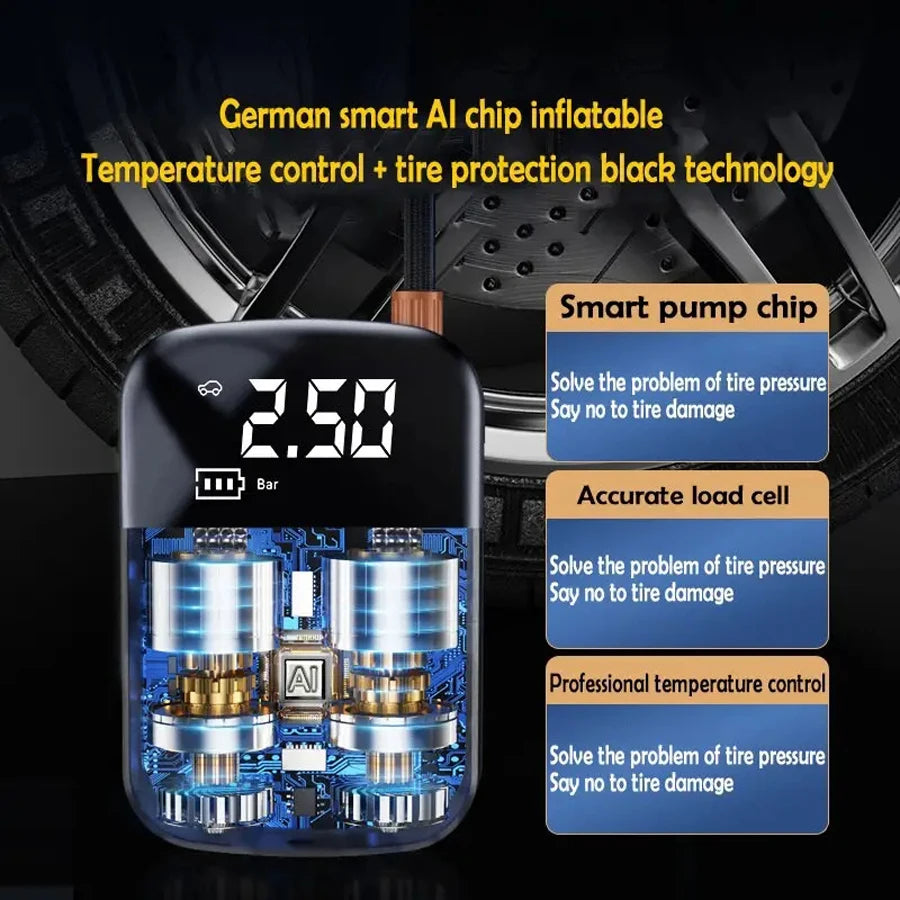 1PC Car Mounted Wireless Digital Display Inflation Pump Portable Wireless Air PumpTire Inflator for Electric Cars