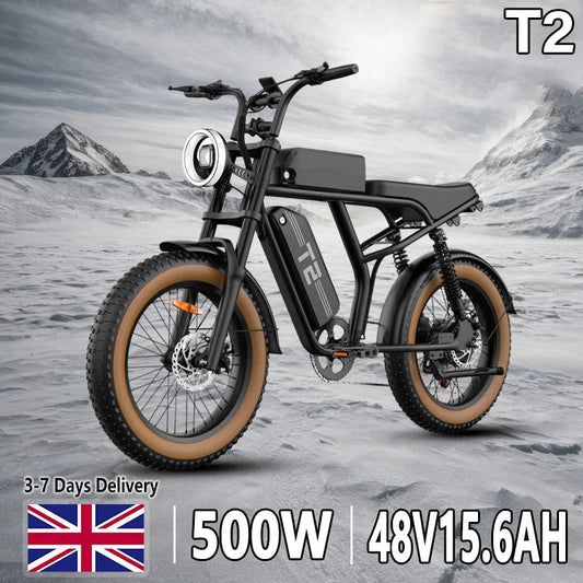 Electric Bike URLIFE T2 500W Motor 48V15.6AH Battery Adult Travel Electric Bicycle 20*4 In All Terrain Off-Road Fat Tire E-bike Torange