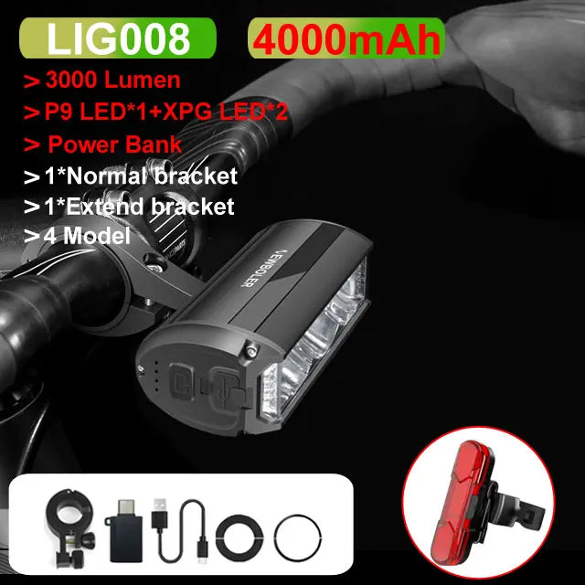 NEWBOLER Bicycle Light Front 10000mAh Bike Light  6000Lumen Waterproof Flashlight USB Charging MTB Road Cycling Lamp Accessories Torange