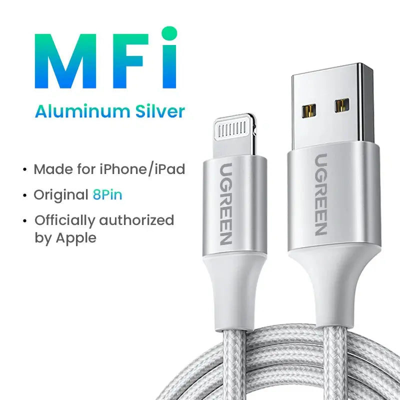 UGREEN MFi USB to Lightning Cable for iPhone 14 13 12 Pro Max 2.4A Fast Charging for iPhone for iPad Phone Data Cable Torange