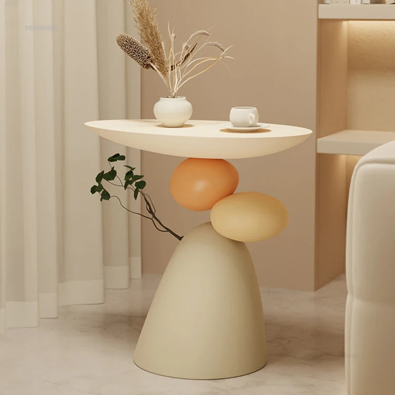 Cream-style Resin Furniture Coffee Table for Small Apartment High-end Design Side Table Light Luxury Home Sofa Corner Table