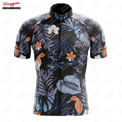 15 Styles Floral Cycling Jersey for Men Short Sleeve Reflective MTB Maillot Downhill Pro Team Mountain Bicycle Clothing Summer Torange