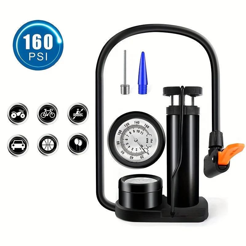 Bicycle Mini Pump 160PSI MTB Bike Manual Air Pump Balloon Tire Inflator Schrader Valve Floor Pump Cycling Accesoriess Torange