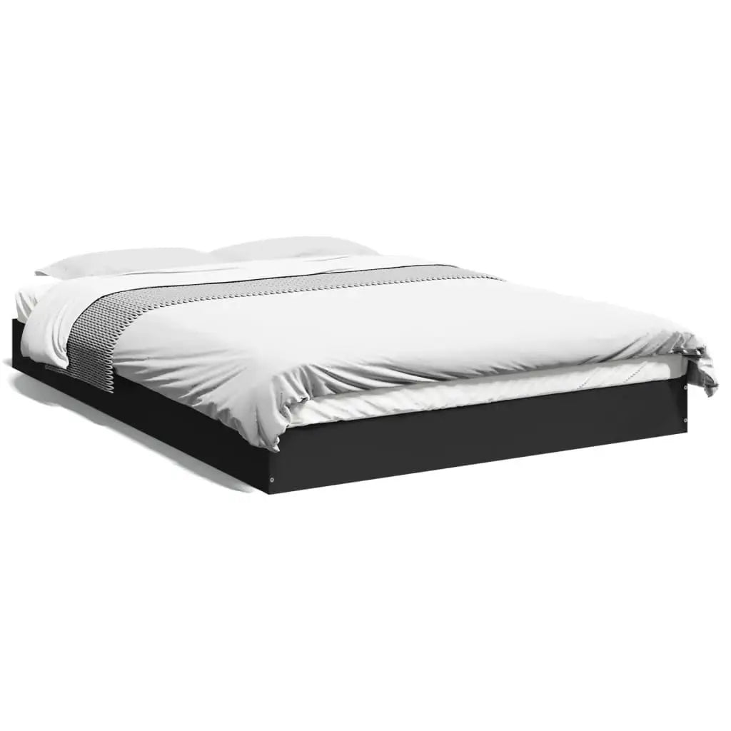 Black Small Wooden Double Bed Frame 120x190 cm