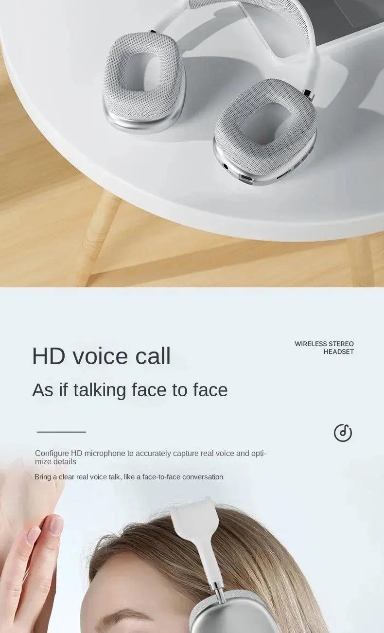 NEW P9 Pro Max Air Wireless Bluetooth Headphones Noise Cancelling Earphones Mic Pods Over Ear Sports Gaming Headset For Apple Torange