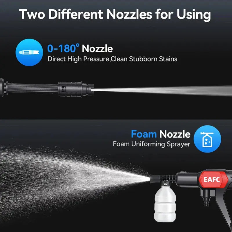 EAFC100Bar Portable High Pressure Washer Car Water Gun Lithium Battery Charging Cleaner for Garden Irrigation Spray Gun Home Gar Torange