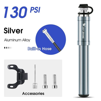WEST BIKING 130PSI Mini Bike Pump Aluminum Alloy Portable Drop-proof Bike Ultraligh Hand Air Pump MTB Mountain Road Cycling Pump Torange