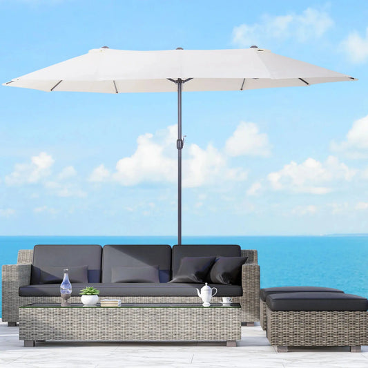 Outsunny Double Canopy Sun Umbrella – 4.6M Diameter (Beige) DS