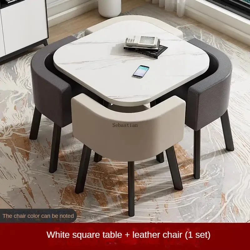 Simple Reception Table and Chair Combination 4 People Leisure Negotiation Small Round Table Office Table Nordic