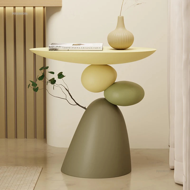 Cream-style Resin Furniture Coffee Table for Small Apartment High-end Design Side Table Light Luxury Home Sofa Corner Table