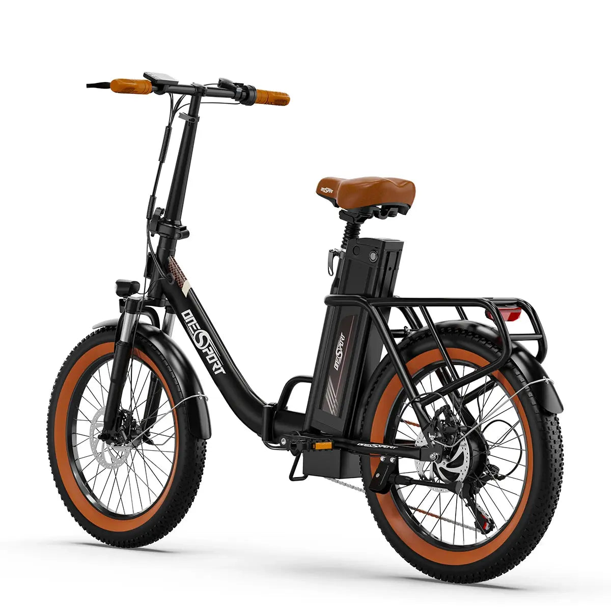 ONESPORT OT16-2 Folding E-Bike, 20'' Tires, 250W Motor, 48V 17Ah Battery, Shimano 7-Speed, 25km/h, Disc Brakes Torange