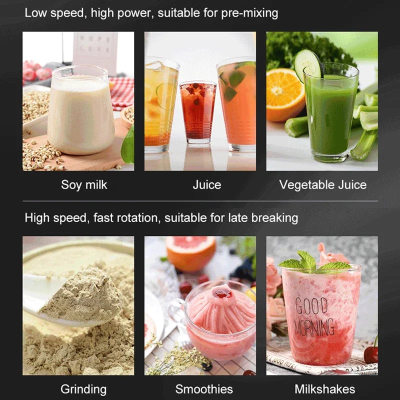 2000W Stationary Blender Heavy Duty Commercial Mixer Ice Smoothies Appliances for Kitchen Professional High Power Food Processor