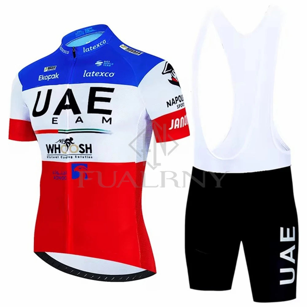 UAE Summer Cycling Jersey Set Men's Cycling Clothing Bicycle Short Sleeve Road Bike Clothes Suit Mtb Maillot Culotte Ciclismo Torange