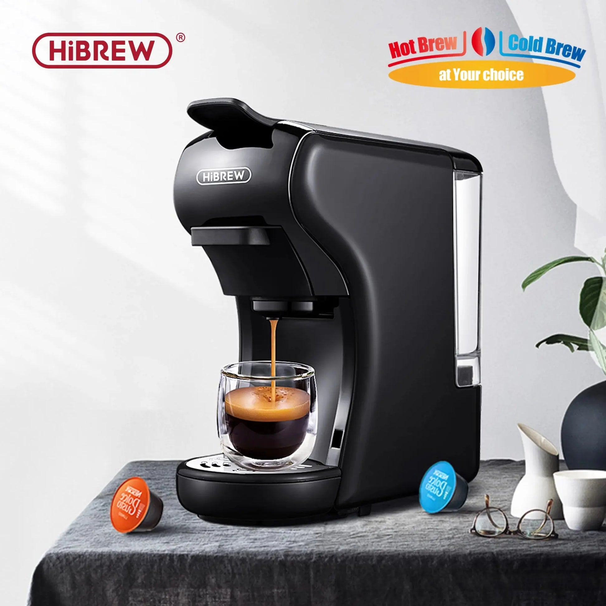 HiBREW Coffee Machine 19 Bar 4in1 Hot & Cold Multiple Capsule Espresso Cafetera Pod Coffee Maker Dolce Milk Nexpresso Powder H1A - Torange