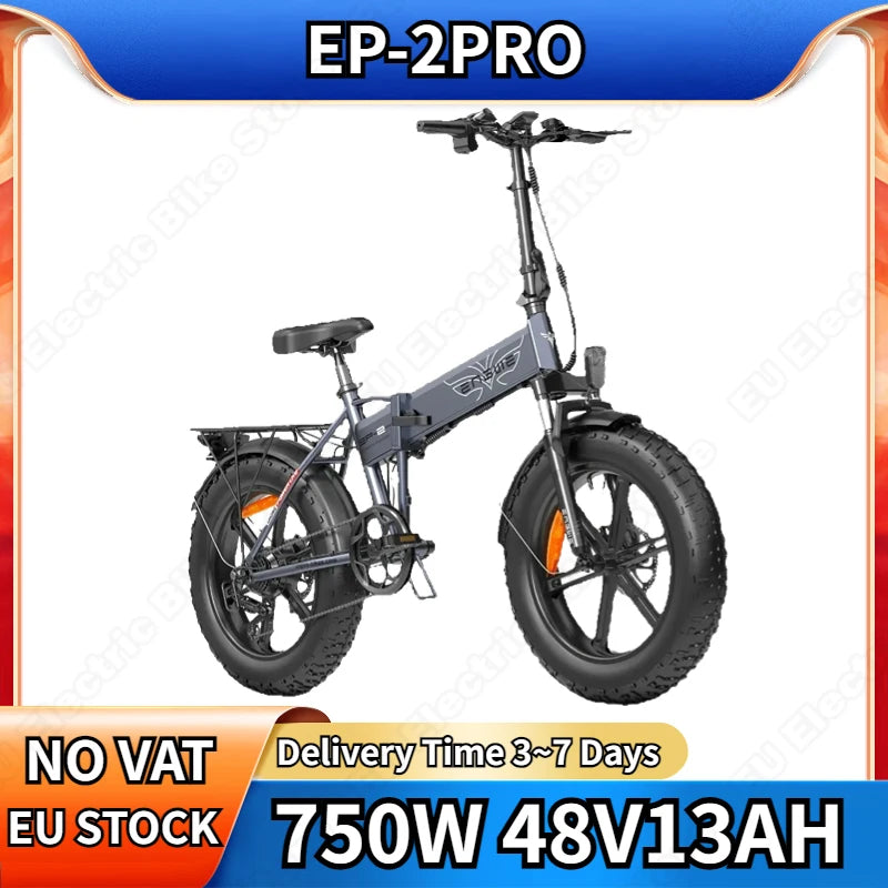 ENGWE Electric Bicycle 750W Powerful Motor 48V13AH Lithium Battery City Folding Electric Bike 20*4.0 Inch Fat Tire Snow E-bike