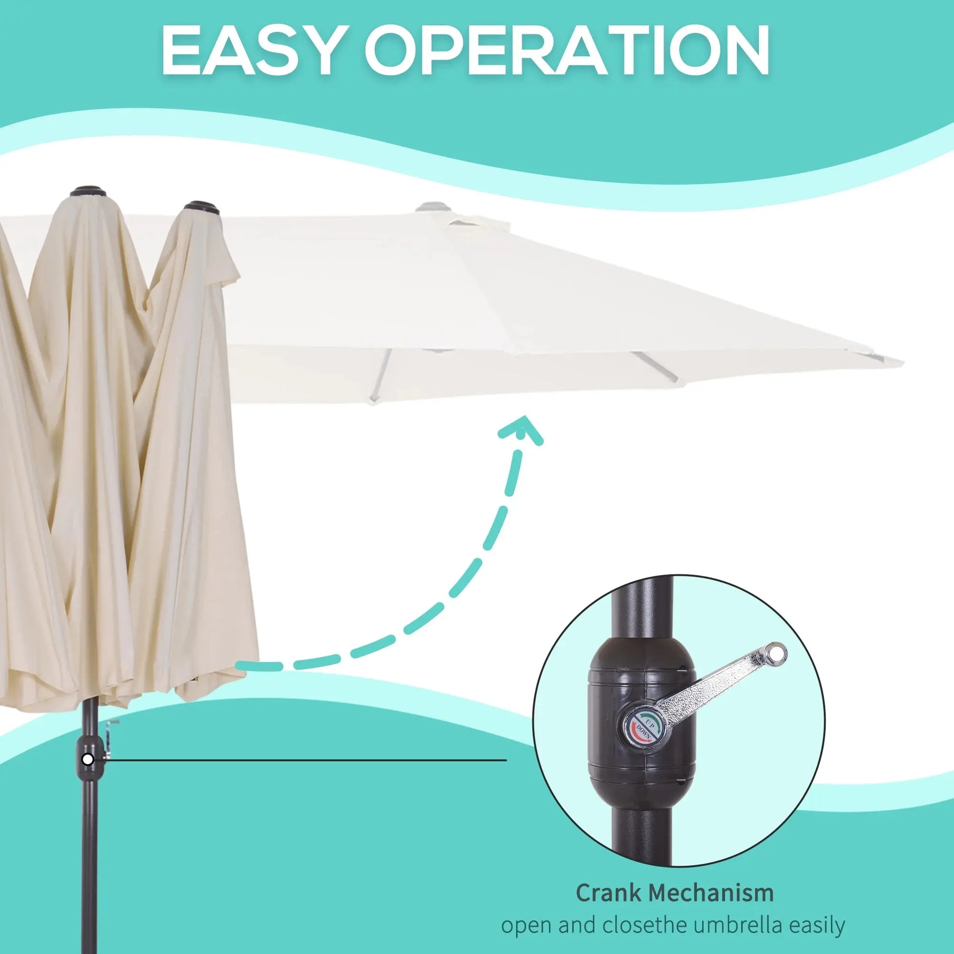 Outsunny Double Canopy Sun Umbrella – 4.6M Diameter (Beige) DS