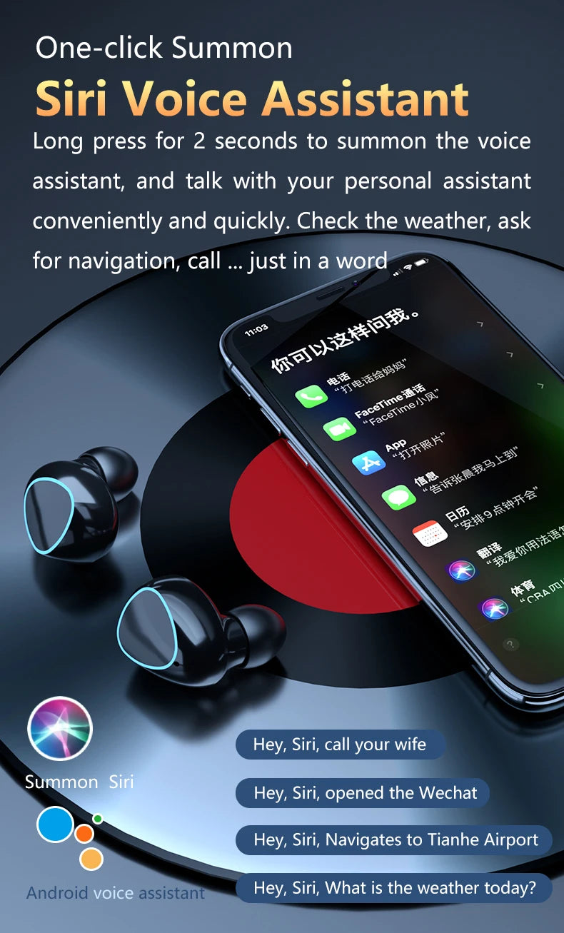 M10 TWS Bluetooth 5.3 Headphones 3500mAh Charging Box Wireless Earphones With Mic 9D Stereo Sports Waterproof Earbuds Headset - Torange