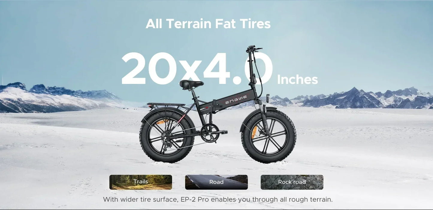 ENGWE Electric Bicycle 750W Powerful Motor 48V13AH Lithium Battery City Folding Electric Bike 20*4.0 Inch Fat Tire Snow E-bike