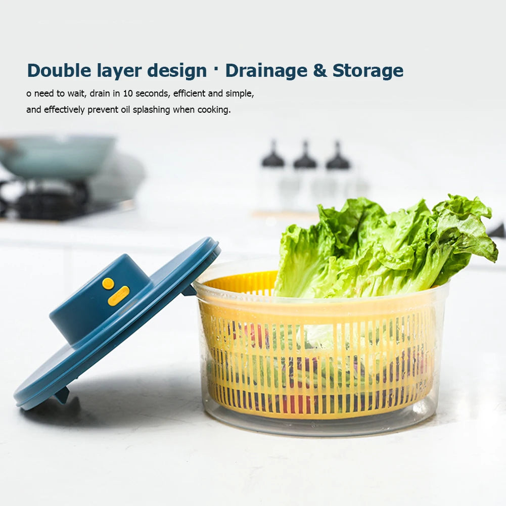 Electric Drain Basket Cleaning Dryer Fruit and Vegetable Dry and Wet Separation Draining Salad Spinner Home Gadget