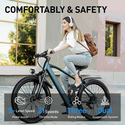 Aairsk GT900 Ebike 250W Motor 36V 13AH Battery Electric Bicycle Mountain OffRoad Full Suspension Adult 26Inch Tire Electric Bike Torange