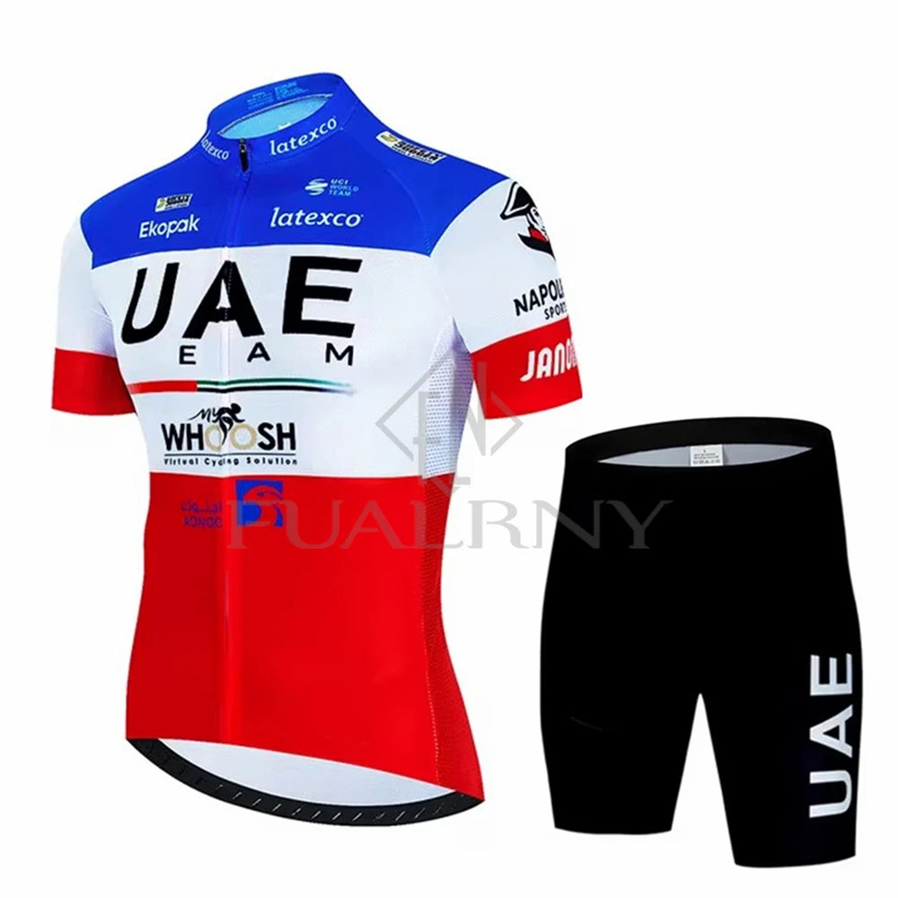 UAE Summer Cycling Jersey Set Men's Cycling Clothing Bicycle Short Sleeve Road Bike Clothes Suit Mtb Maillot Culotte Ciclismo Torange