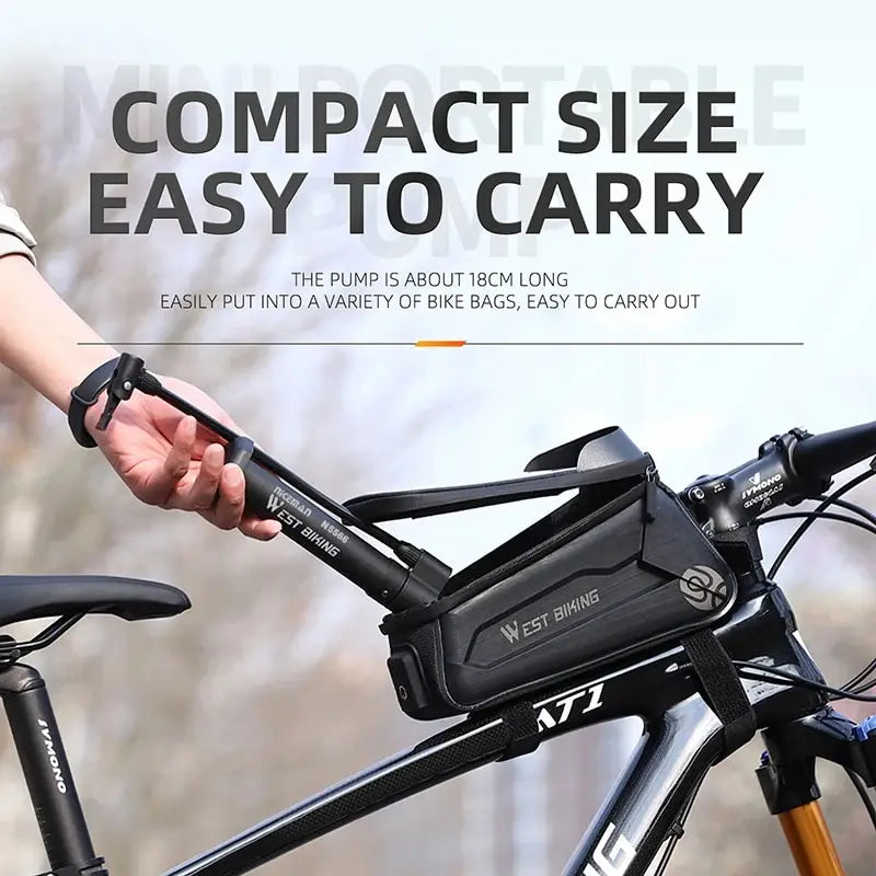 WEST BIKING MTB Bicycle Pump 80 PSI Bike Manual Air Pump Balloon Tire Inflator Schrader Valve Floor Pump Cycling Accesories Torange