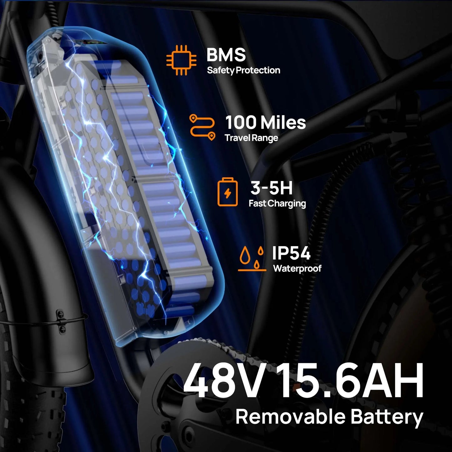 Electric Bike URLIFE T2 500W Motor 48V15.6AH Battery Adult Travel Electric Bicycle 20*4 In All Terrain Off-Road Fat Tire E-bike Torange