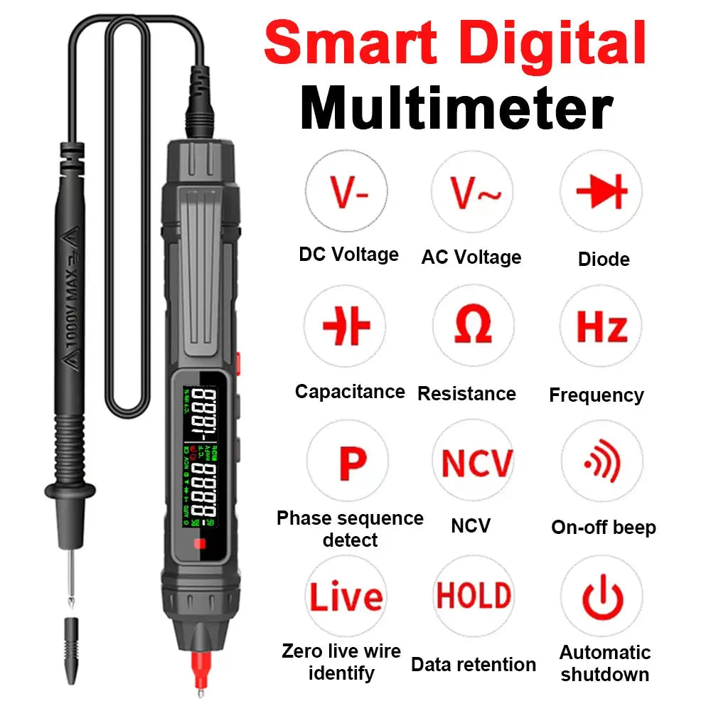 Smart Digital Multimeter 6000 Counts Non Contact High Precision Voltage Detector Pen Auto Range Capacitance OHm NCV Tester Torange