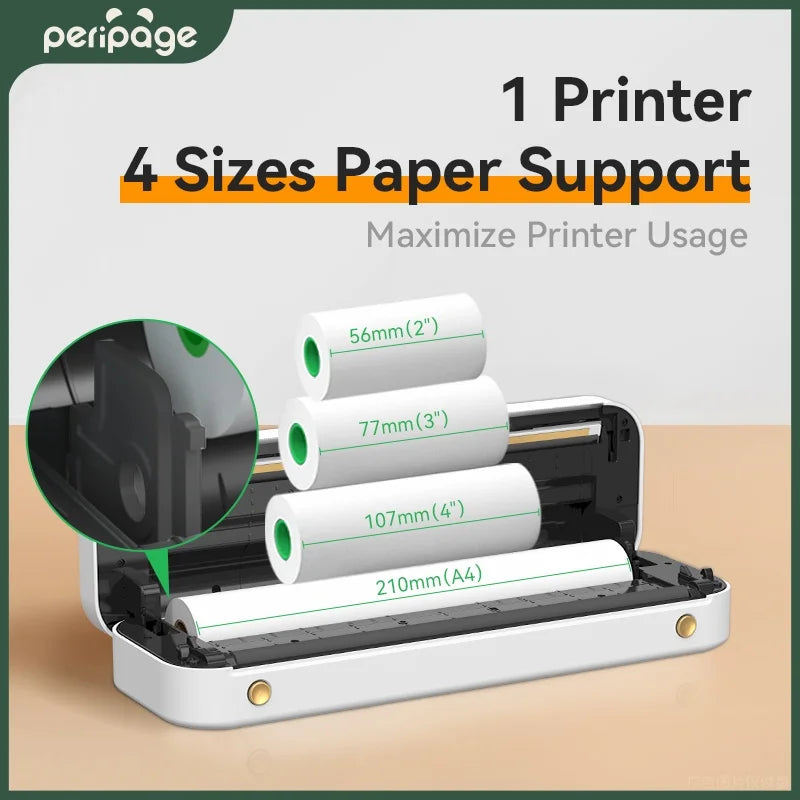 Peripage A40  203/304dpi Portable A4  Mini  Printer  Inkless Thermal Paper Wireless Bluetooth Phone Photo Size A40