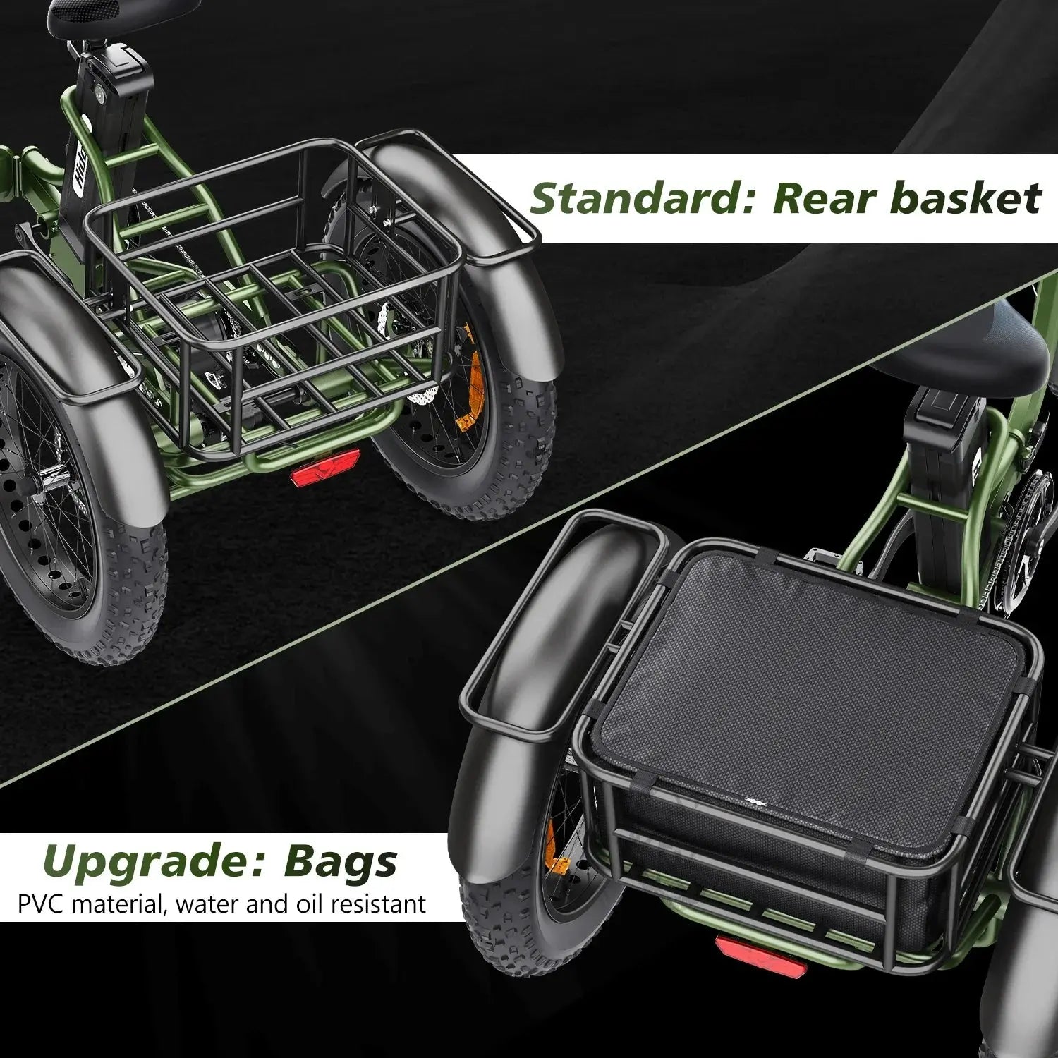 Electro Tricycle 750W Motor 48V20AH Lithium Battery Folding Electric Tricycle Electric Adult 20*4.0 Inch Fat Tire Mountain Ebike Torange