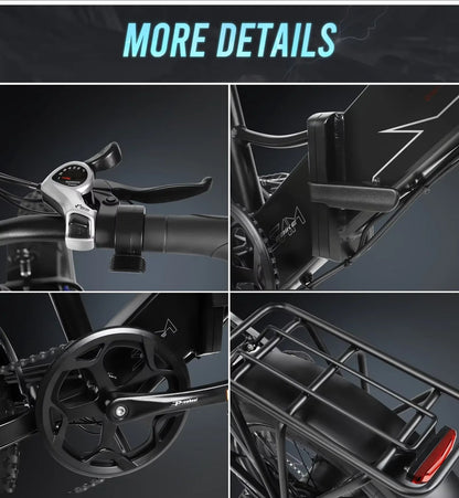 Electric Bike SAMEBIKE LOTDM200-ll Folding 750W Motor 48V13AH Battery E Bike Adult 20*4 In All terrain Fat Tire Electric Bicycle Torange
