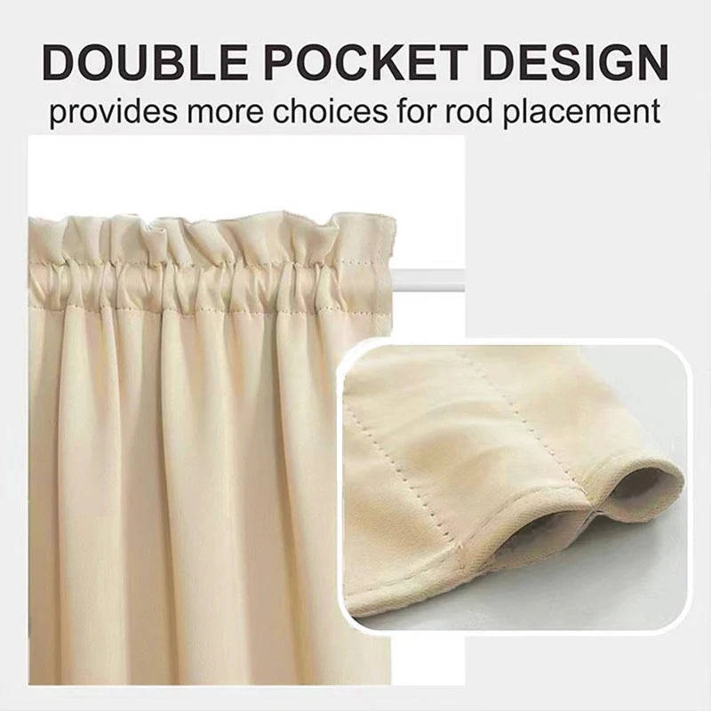 Blackout French Door Curtain Soft Fabric Rod Pocket High Shading Glass Window Drapes Full Front Door Curtains 1 Piece