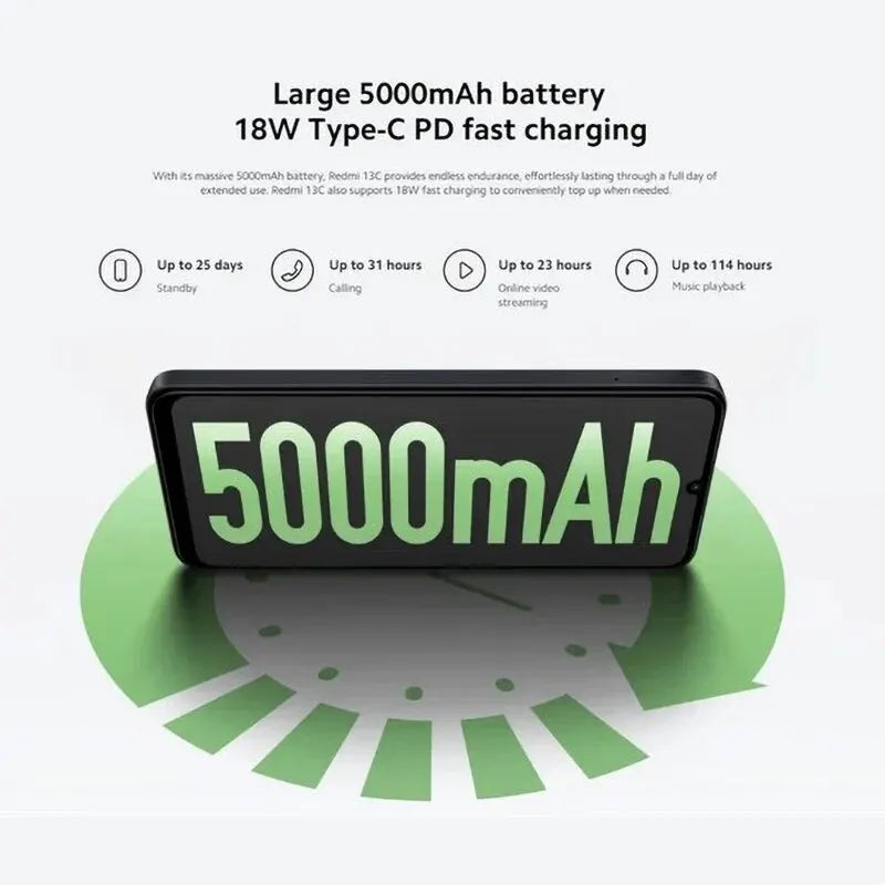 Xiaomi Redmi 13C MIUI 14 Smartphone MTK Helio G85 Octacore 50MP Camera 5000mAh 90Hz 6.74" Display - Torange