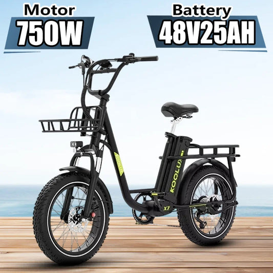 KOOLUX X7 E-Bike 750W Powerful Motor 48V25AH Removable Battery E-bike City Commuting 20*4.0 inch Fat Tire Mountain Electric Bike Torange