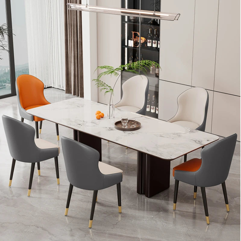 Luxury leather dining chair Relaxing negotiation Cafe chair Design Hotel soft backrest stool room vanity chair home furniture