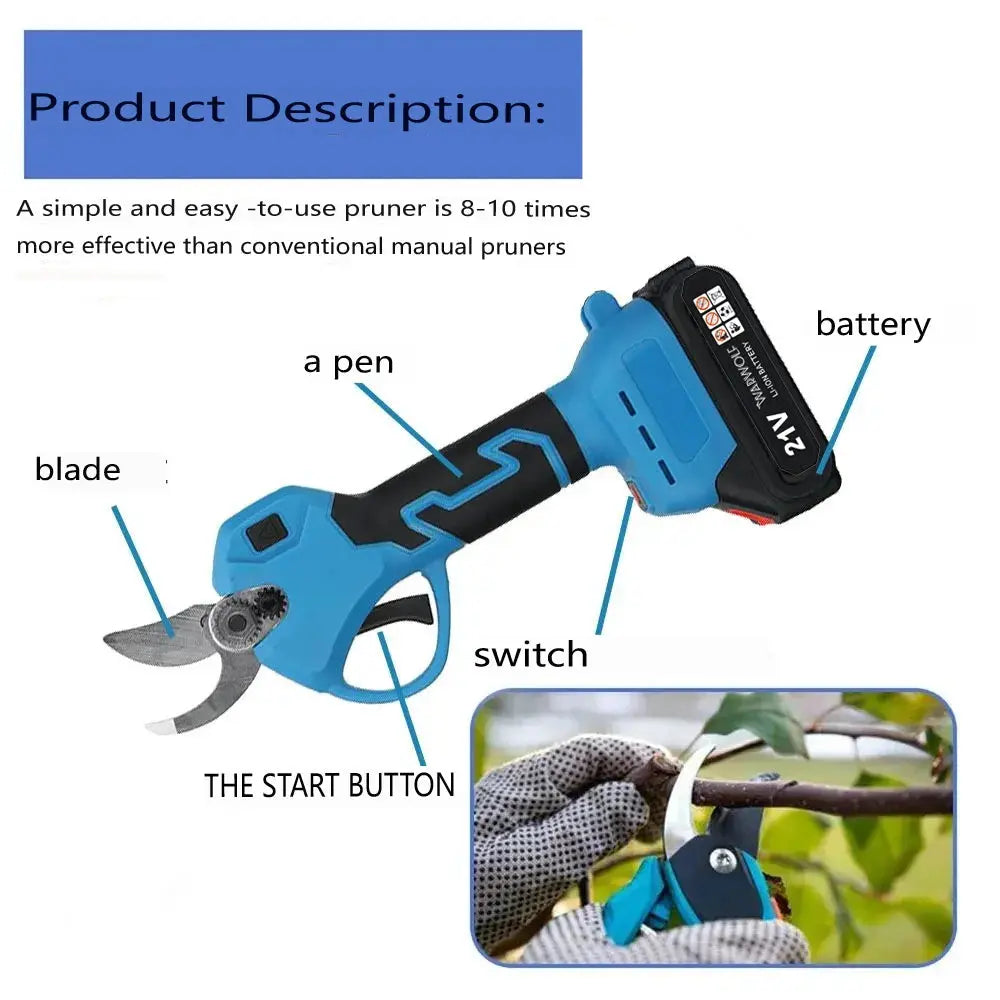 30mm Cordless Electric Scissors Pruning Shears Tree Garden Pruner Cutter Branches Pruning Power Tools For Makita 18v Battery Torange