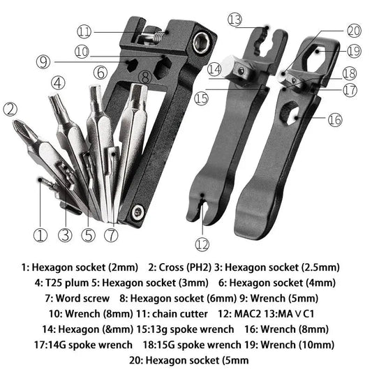 Mountain Bicycle Tools Bike Bicycle Repair Tools Kit Hex Spoke Wrench Mountain Cycle 16 in 1 Screwdriver Sets  Riding Aquipmen Torange