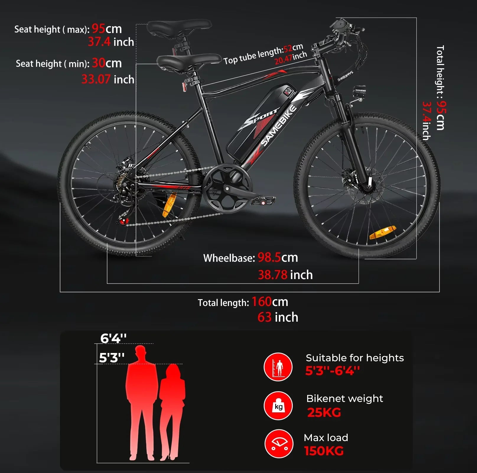 SAMEBIKE EBE2 Electric Bike for Adults 500W Motor 36V13AH Battery Electric Bicycle 24 Inch Tire Suitable For All Terrain E bike Torange