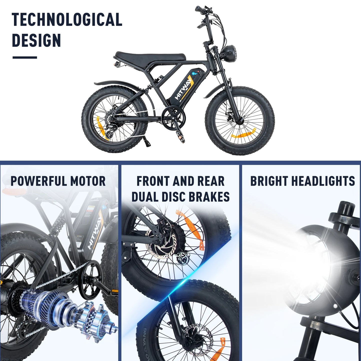New Arrival HITWAY 20INCH Electric Off Road Bicycle Long Range 80KM EU Warehouse Stock Spoked Wheel Electric Bike