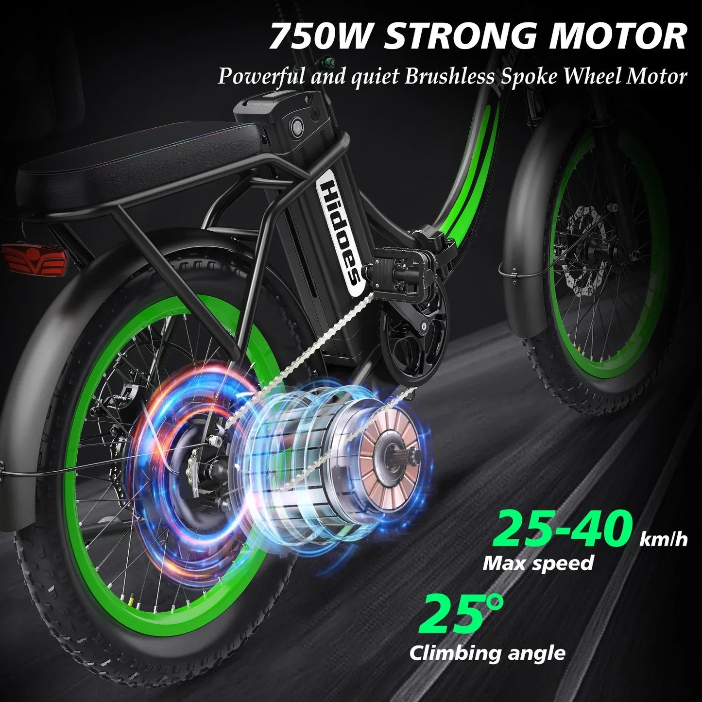 Hidoes C1 Electric Bike 750W Motor 48V13AH Lithium Battery All terrain Aldult E-bike 20-inch Tire City Folding Electric Bicycle