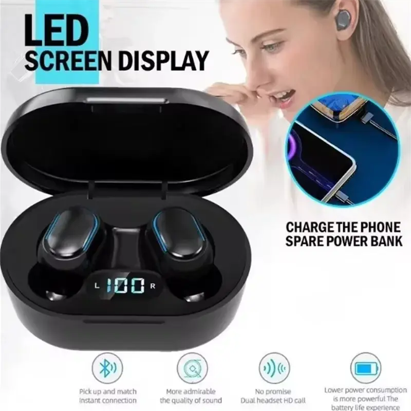 Original E7S Wireless Bluetooth Headset with Mic LED Display Earbuds for iPhone Xiaomi TWS Earphone Bluetooth Headphones earbuds Torange