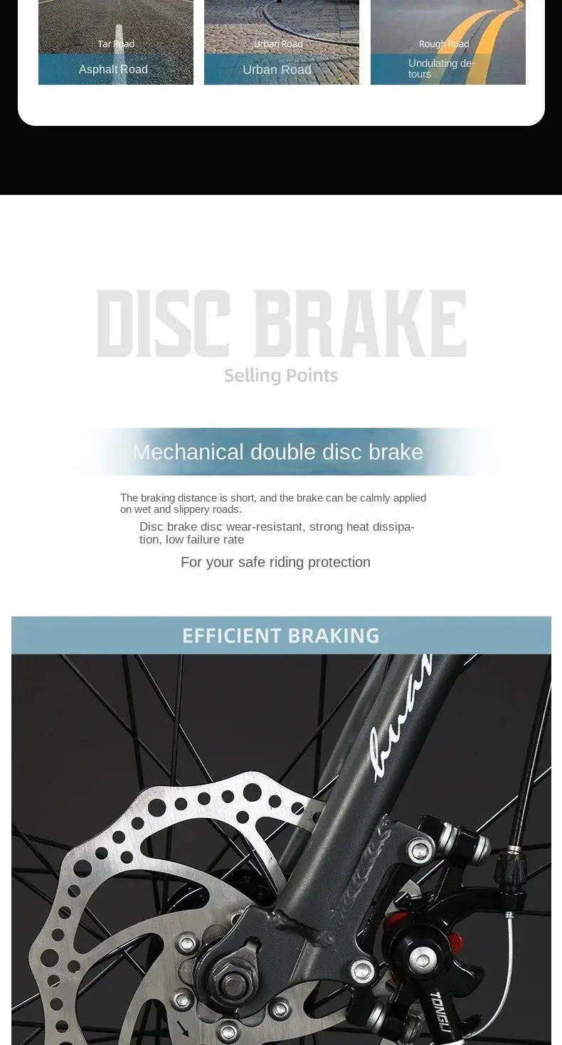 FJ Bend High Carbon Steel Variable Speed Wind Shock Absorber Road Bike Torange