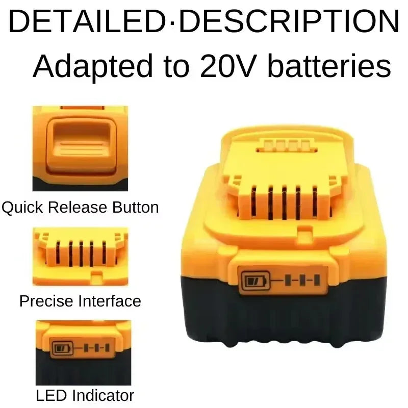 100% Original DCB200 12.0Ah Replacement 20V Battery For Dewalt  replacing lithium batteries 18V DCB184 DCB206 DCB205 DCB204-2