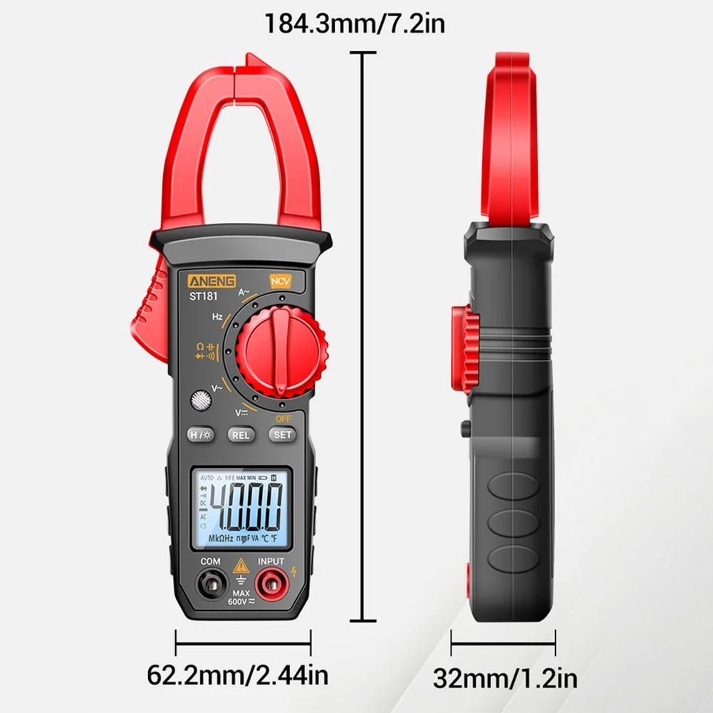 ANENG ST181 Digital Clamp Meter DC/AC Current 4000 Counts Multimeter Ammeter Voltage Tester Car Amp Hz Capacitance NCV Ohm Test