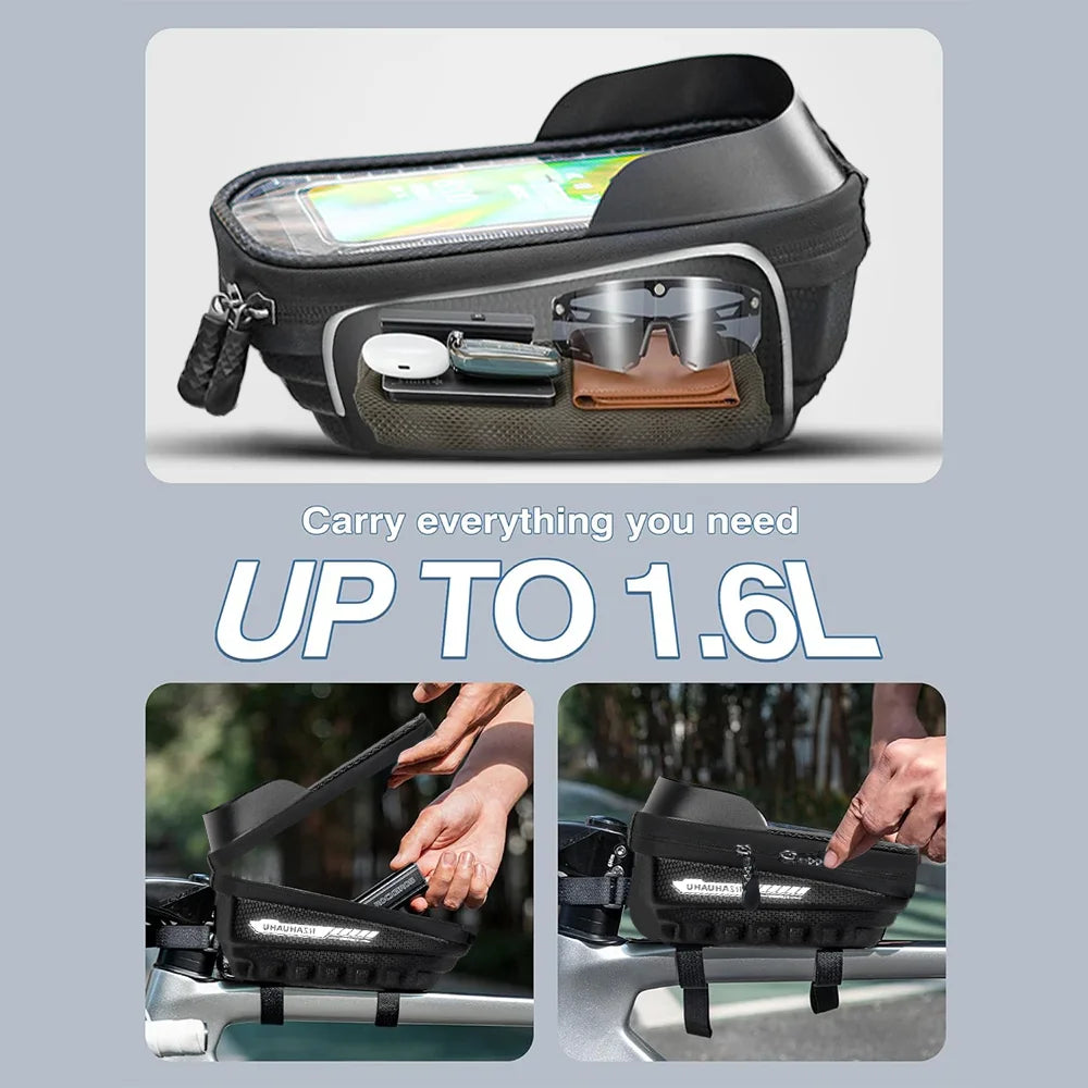 Bicycle Bag Cycling Top Front Tube Frame Bag Waterproof 9.18 Inches Phone Storage Touch Screen MTB Road Bags Cycling Accessories