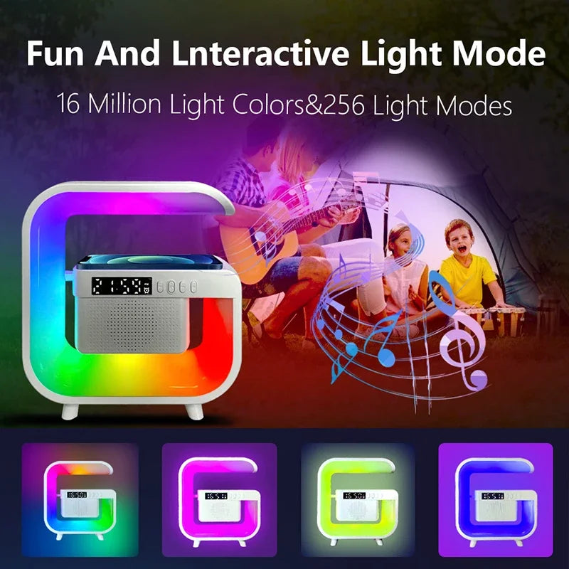Multifunction Wireless Charger Stand Bluetooth 5.0 Speaker Fm Tf Rgb Night Light Fast Charging Station For Samsung Iphone Xiaomi