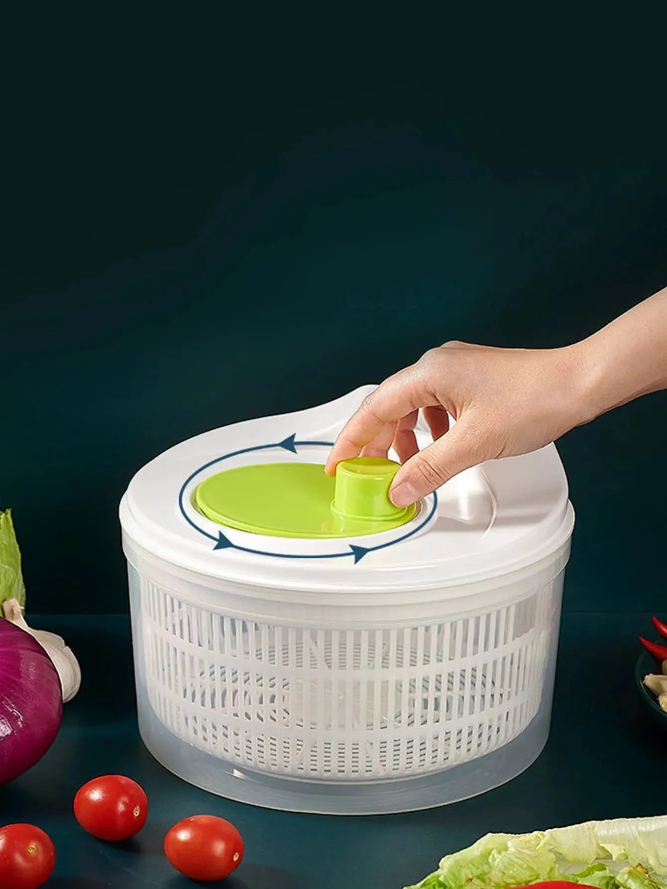Household Vegetable Dehydrator Creative Manual Water Salad Spinner Fruit Drain Basket Dryer Hand Crank Kitchen Household Gadget DS