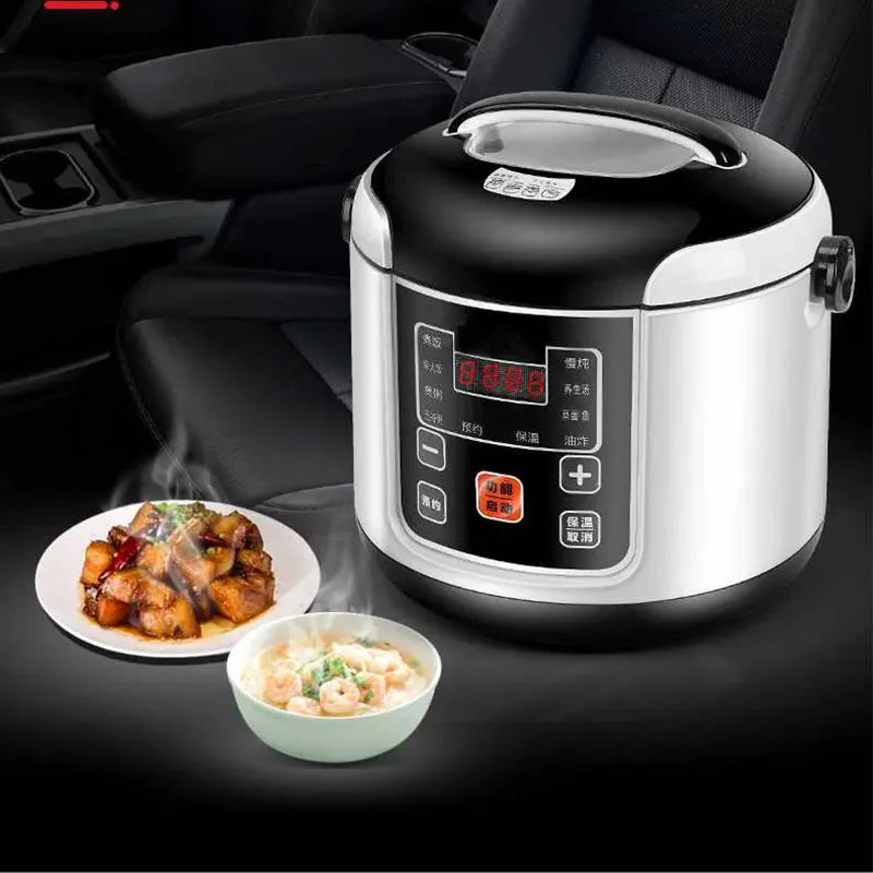 Portable Car Rice Cooker 2L Electric Truck Multi-Cooker Soup Porridge Cooking Food Steamer Electric Lunch Box 12V or 24V DS